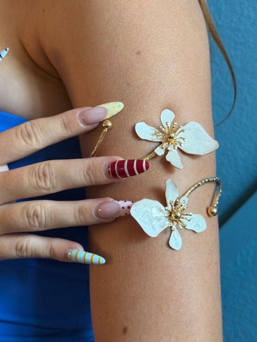 Gold Blooming Floral Spiral Wrap Bracelet Boho Coquette OS